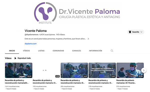 canal de video del dr vicente paloma en YT